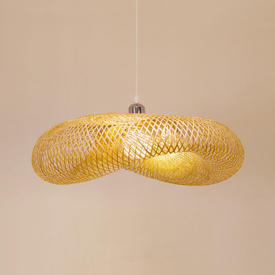 ไม้ยาง Rattan Chandelier Pendant การผสมผสานด้วยมือแบบเบา สไตล์ชนบทที่มีความสูงปรับได้ สําหรับใช้ในห้อง