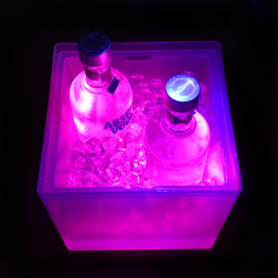 กล่องน้ําแข็ง LED สี่เหลี่ยมโมเดิร์น ชั้นสอง ไฟขึ้นกล่องแชมเปญโปร่งใส