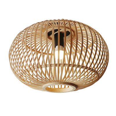 ติดเงาหลอดไฟ Wicker ที่กําหนดเอง สําหรับเพดานทางเดินภายใน