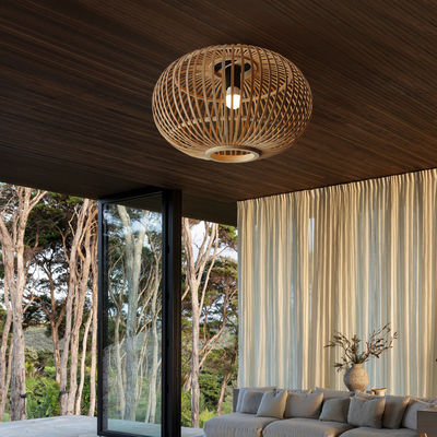 ติดเงาหลอดไฟ Wicker ที่กําหนดเอง สําหรับเพดานทางเดินภายใน