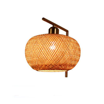 แสงกําแพงเรททานมือทํา 3500K Wicker Rattan Lamp การควบคุมสวิทช์