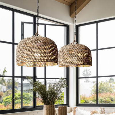 3500K Creative Rattan Pendant Light Switch Control สําหรับห้องนั่งเล่น