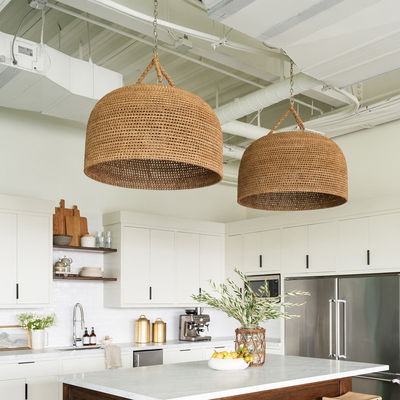 3500K Creative Rattan Pendant Light Switch Control สําหรับห้องนั่งเล่น