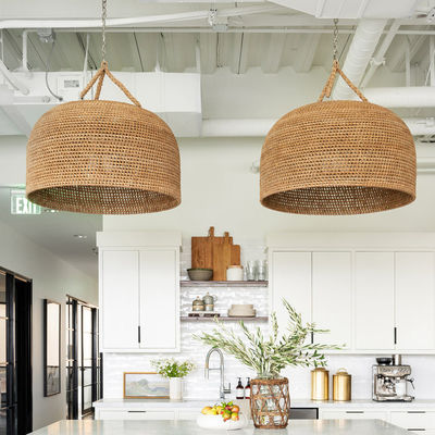 3500K Creative Rattan Pendant Light Switch Control สําหรับห้องนั่งเล่น