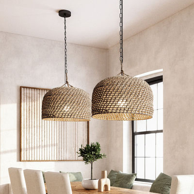 3500K Creative Rattan Pendant Light Switch Control สําหรับห้องนั่งเล่น