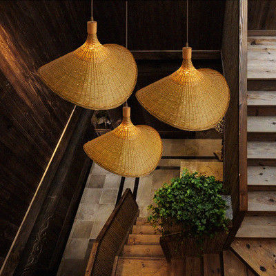 สร้างสรรค์ แร็ตตาน Pendant ไฟใหญ่หมวกสลามสไตล์ 3500K สีขาวอบอุ่น CCT