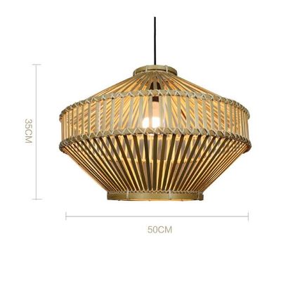 3500K Retro Bamboo Woven Pendant Light สําหรับห้องนั่งเล่นภายใน