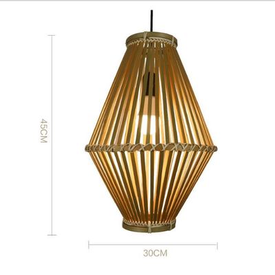 3500K Retro Bamboo Woven Pendant Light สําหรับห้องนั่งเล่นภายใน