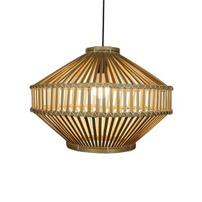 3500K Retro Bamboo Woven Pendant Light สําหรับห้องนั่งเล่นภายใน
