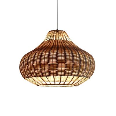 ทําด้วยมือสร้างสรรค์ Rattan Pendant แสงกระจกกระจกกระจก รูปทรงกลม