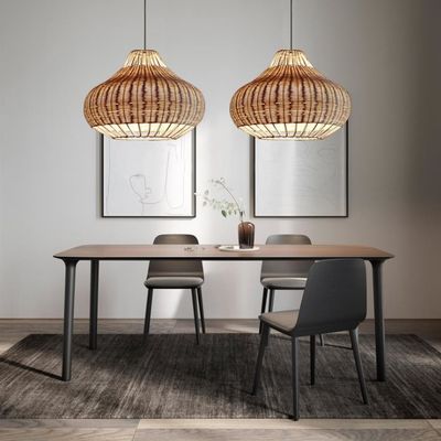 ทําด้วยมือสร้างสรรค์ Rattan Pendant แสงกระจกกระจกกระจก รูปทรงกลม