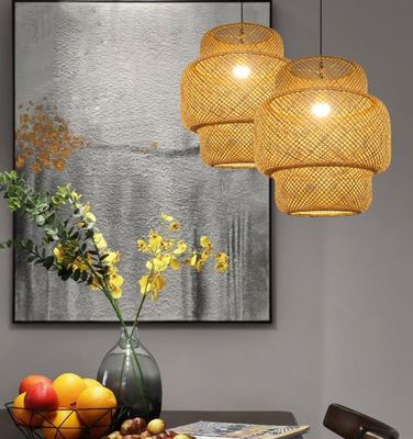 3500K วงกลมไม้ยางผสมแสง LED วงกลมแสง Rattan OEM ODM