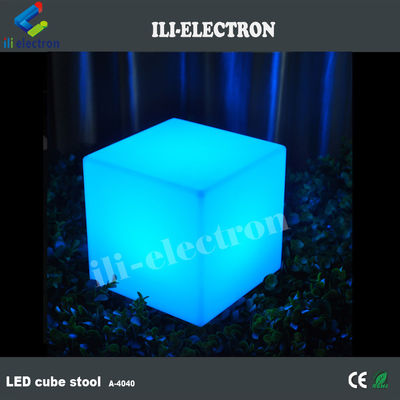 PE พลาสติก ไลท์อัพคิวบสตูล สีเปลี่ยน LED คิวบ IP65 กันน้ํา 40cm ขนาด