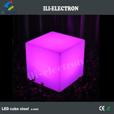 PE พลาสติก ไลท์อัพคิวบสตูล สีเปลี่ยน LED คิวบ IP65 กันน้ํา 40cm ขนาด