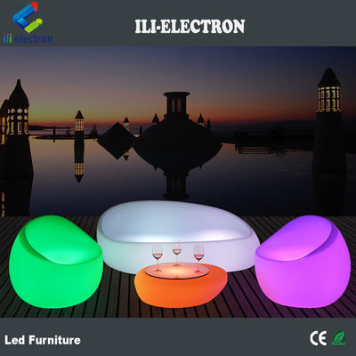 กันน้ําเปลี่ยนสีพลาสติก Led โต๊ะชาเก้าอี้ชุด