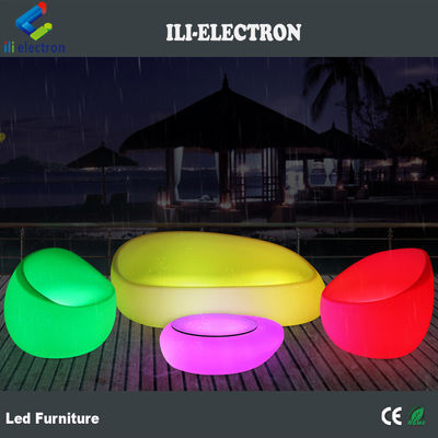กันน้ําเปลี่ยนสีพลาสติก Led โต๊ะชาเก้าอี้ชุด