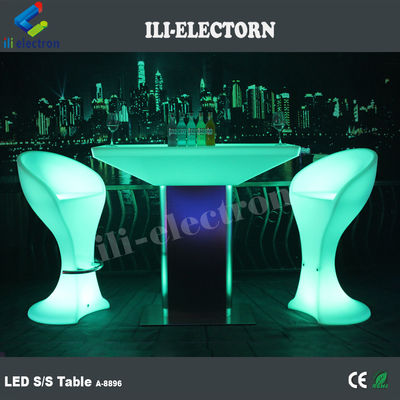 โต๊ะนั่งเล่น LED สี่เหลี่ยมพลาสติก RGB ระยะไกล