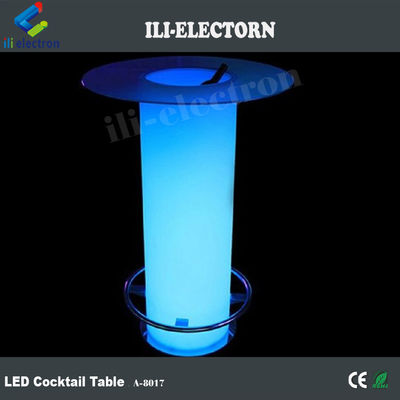 โต๊ะค็อกเทลไฟฟ้า LED สีกระจกสูง โต๊ะกาแฟสว่าง พร้อมถังน้ําแข็ง