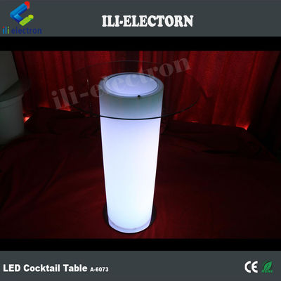 โต๊ะค็อกเทลไฟฟ้า LED สีกระจกสูง โต๊ะกาแฟสว่าง พร้อมถังน้ําแข็ง