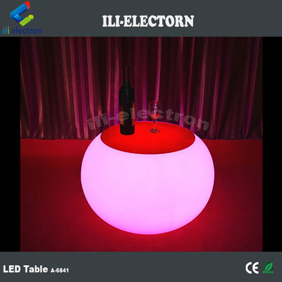 พลาสติกชาร์จใหม่ โต๊ะกาแฟกลม LED ไฟขึ้น