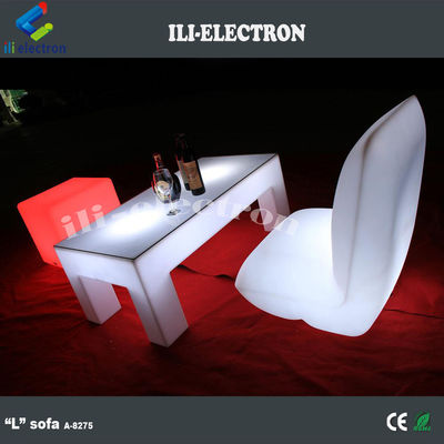 โซฟาเก้าอี้พลาสติกหรู LED รูปทรง L