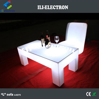 โซฟาเก้าอี้พลาสติกหรู LED รูปทรง L