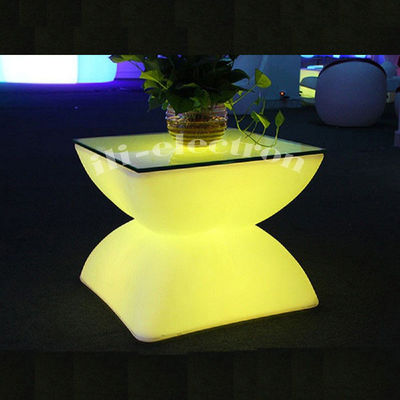 โต๊ะบาร์ LED สี่เหลี่ยมที่สามารถชาร์จใหม่ได้ พร้อมรีโมทคอนโทรล / โต๊ะกลางแจ้งโรแมนติก