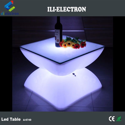 โต๊ะบาร์ LED สี่เหลี่ยมที่สามารถชาร์จใหม่ได้ พร้อมรีโมทคอนโทรล / โต๊ะกลางแจ้งโรแมนติก