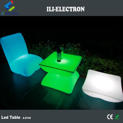 โต๊ะบาร์ LED สี่เหลี่ยมที่สามารถชาร์จใหม่ได้ พร้อมรีโมทคอนโทรล / โต๊ะกลางแจ้งโรแมนติก