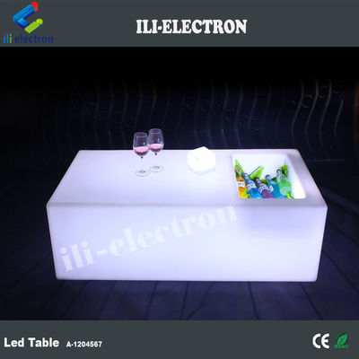 โต๊ะบาร์แบบไร้สาย PE พลาสติก LED แบบพิเศษ พร้อมถังน้ําแข็ง/ถังเย็น