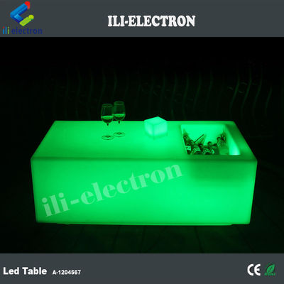 โต๊ะบาร์แบบไร้สาย PE พลาสติก LED แบบพิเศษ พร้อมถังน้ําแข็ง/ถังเย็น