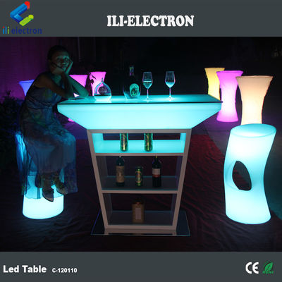 โต๊ะค็อกเทล LED พลาสติก PE พร้อมรูปแบบการส่องแสง Strobe และใช้พลังงานจากแบตเตอรี่ลิตยูมที่สามารถชาร์จใหม่ได้
