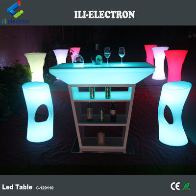 โต๊ะค็อกเทล LED พลาสติก PE พร้อมรูปแบบการส่องแสง Strobe และใช้พลังงานจากแบตเตอรี่ลิตยูมที่สามารถชาร์จใหม่ได้