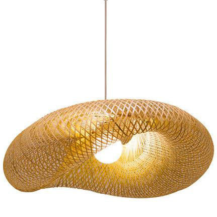 ไม้ยาง Rattan Chandelier Pendant การผสมผสานด้วยมือแบบเบา สไตล์ชนบทที่มีความสูงปรับได้ สําหรับใช้ในห้อง